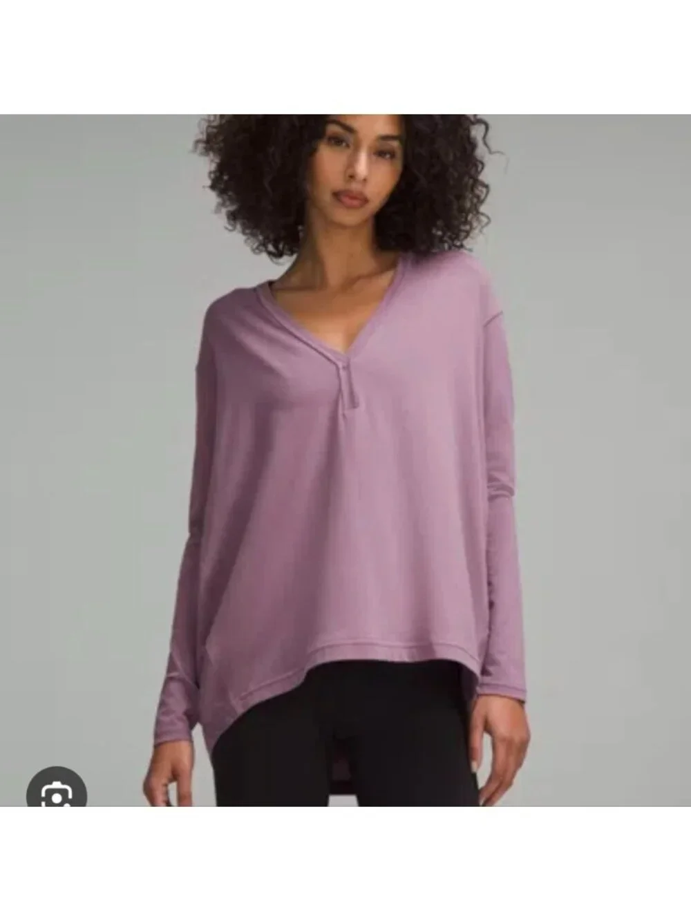 Lululemon Back In Action V-Neck Long-Sleeve Shirt Mauve